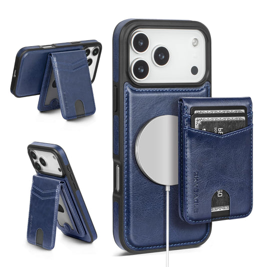 SkyEagle Compatible with Magsafe 2 in 1 Detachable iPhone 17 Pro Max Wallet Case with Card Holder,Women Men Magnetic PU Leather RFID Blocking Flip Kickstand Credit Slots,for Apple 17 ProMax,Blue