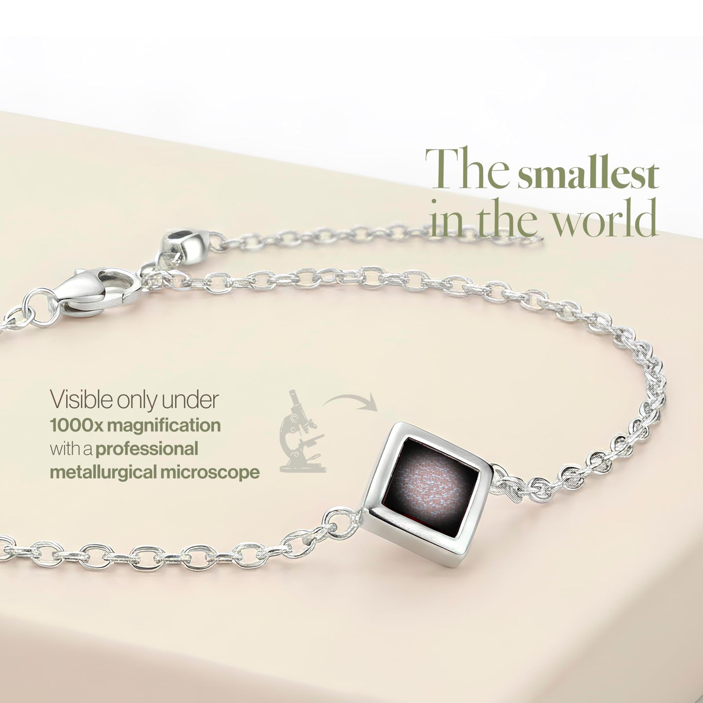 Smallest Nano Bible Jewish Charm Bracelet - 925 Sterling Silver Tiny Square Rhombus for Women with Entire Hebrew Tanakh Holy Scriptures on 0.2" Microchip, Religious Jewelry Gifts for Women, 6.5"