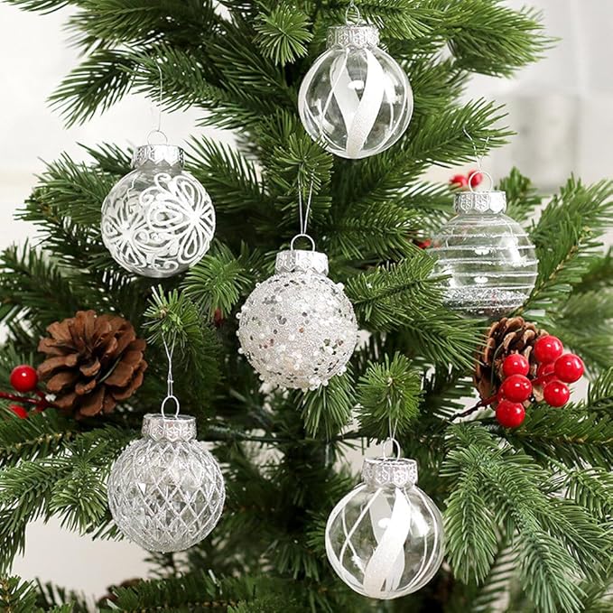 25Pcs Christmas Ornaments Sets 2.36” Christmas Ball Ornaments Christmas Tree Ornaments Shatterproof Xmas Balls Bulbs for Holiday Wedding Party Christmas Tree Decoration（Pink White）