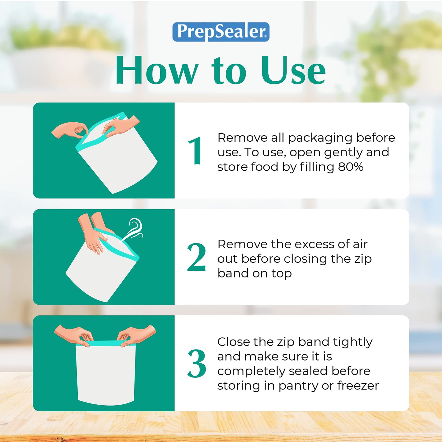 PrepSealer Reusable Food Storage Bags – Keep Fruits, Veggies & Meats Fresh Longer -10 Pieces (3 S, 3 M, 4 L)