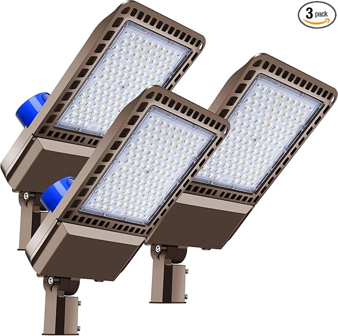 ledmo LED Parking Lot Light 300W, Outdoor Commercial Area Street Security Lighting Fixture with Photocell Sensor and Slip Fitter Mount - Energy-Efficient, Durable Design 5000K(3 Pack)
