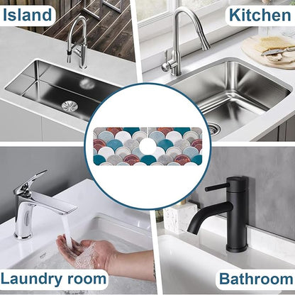 Wall Tiles Texture Sink Splash Guard Ceramic Decor Faucet Absorbing Mat Fast
