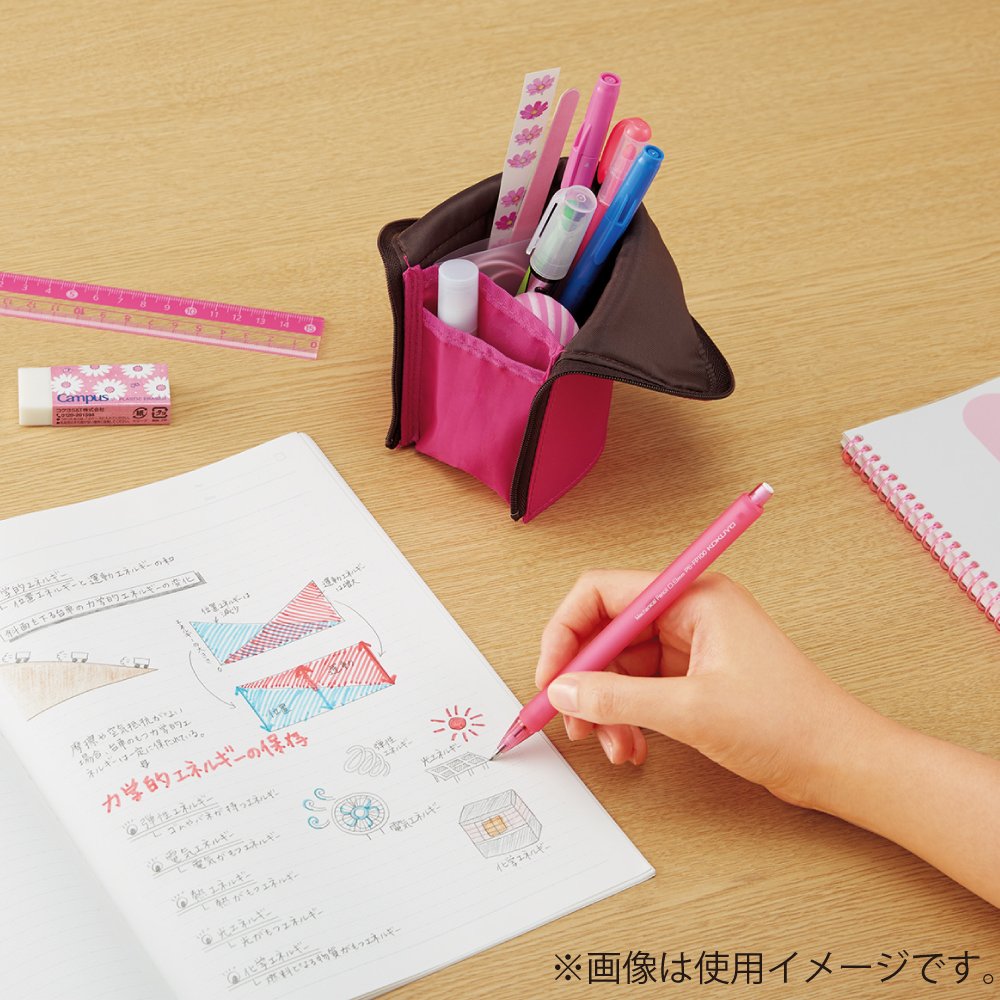 KOKUYO Pencil Case Pouch, Neo Critz Standing Pen Pouch Bag, Foldable Stand up Pencil Holder Organizer, Small Portable Pencil Box for School Office Supplies, Navy x Blue, Regular Size (F-VBF180-2)