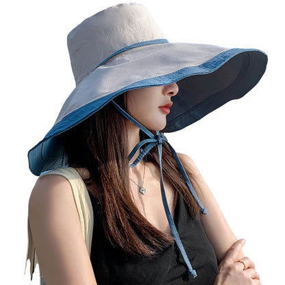 HUAMULAN 7" Wide Brim Women Summer Sun Floppy Hat Beach Bucket Hats Reversible Foldable Fishing Travel UV Protection Lady Hat