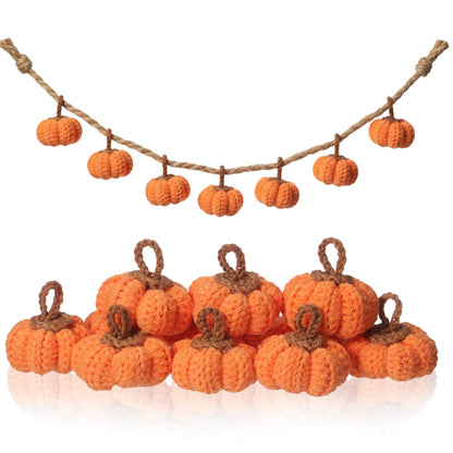 Remagr 12 Pcs Knit Pumpkins Mini Crochet Pumpkins Thanksgiving Fall Decorations Ornament Crafts Bowl Filler 2 Inch Small Rustic Farmhouse Bulk for Table Tier Tray Harvest Autumn Mantel (Orange)
