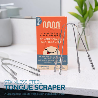 MasterMedi Tongue Scraper with Case Easy to Use Tongue Scraper for Adults, Tongue Cleaner for Oral Care & Hygiene (Single Pack (with Travel Case))