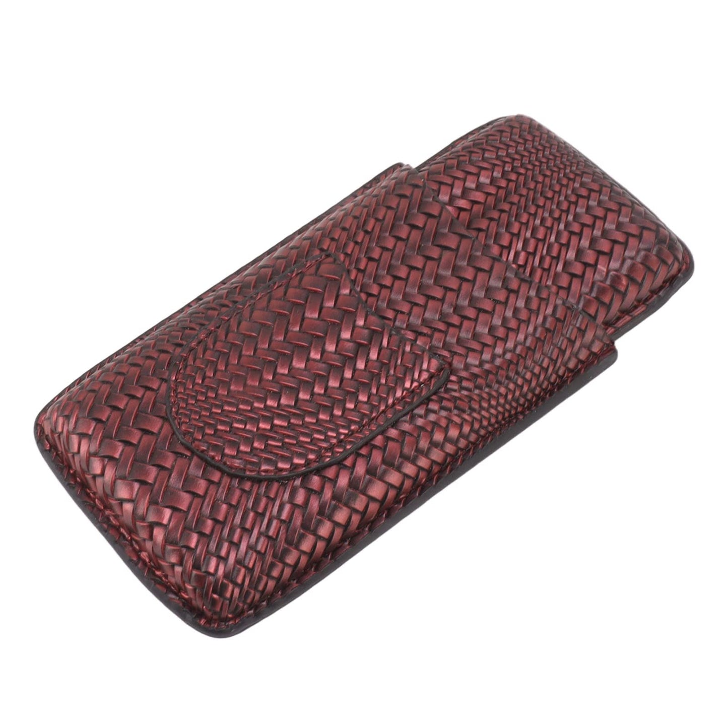 Travel Leather Cigar Case, 3 Finger Cigar Case Elegant Woven Pattern Gift Giving with Front Pocket for Office for Party()