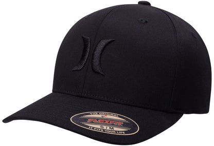 Hurley Mens Baseball Cap - Flexfit Fitted Baseball Caps for Men (Sizes: S-XL), Size Large-X-Large, Black/(Black)