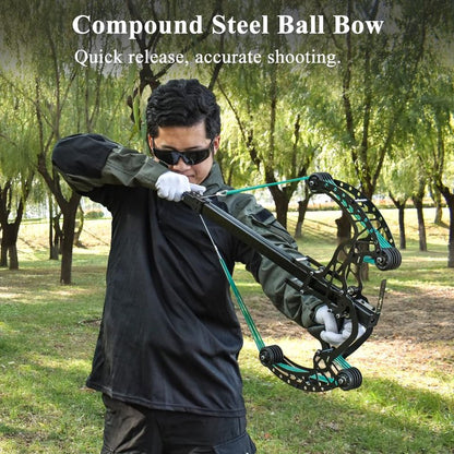 Runzkzy Ball Bearing Bow, Compound Bow Set That Shoots Steel Balls, Right Handed Hunting Bows for Adults, Composite Pulley Bow with Continuous Shooting