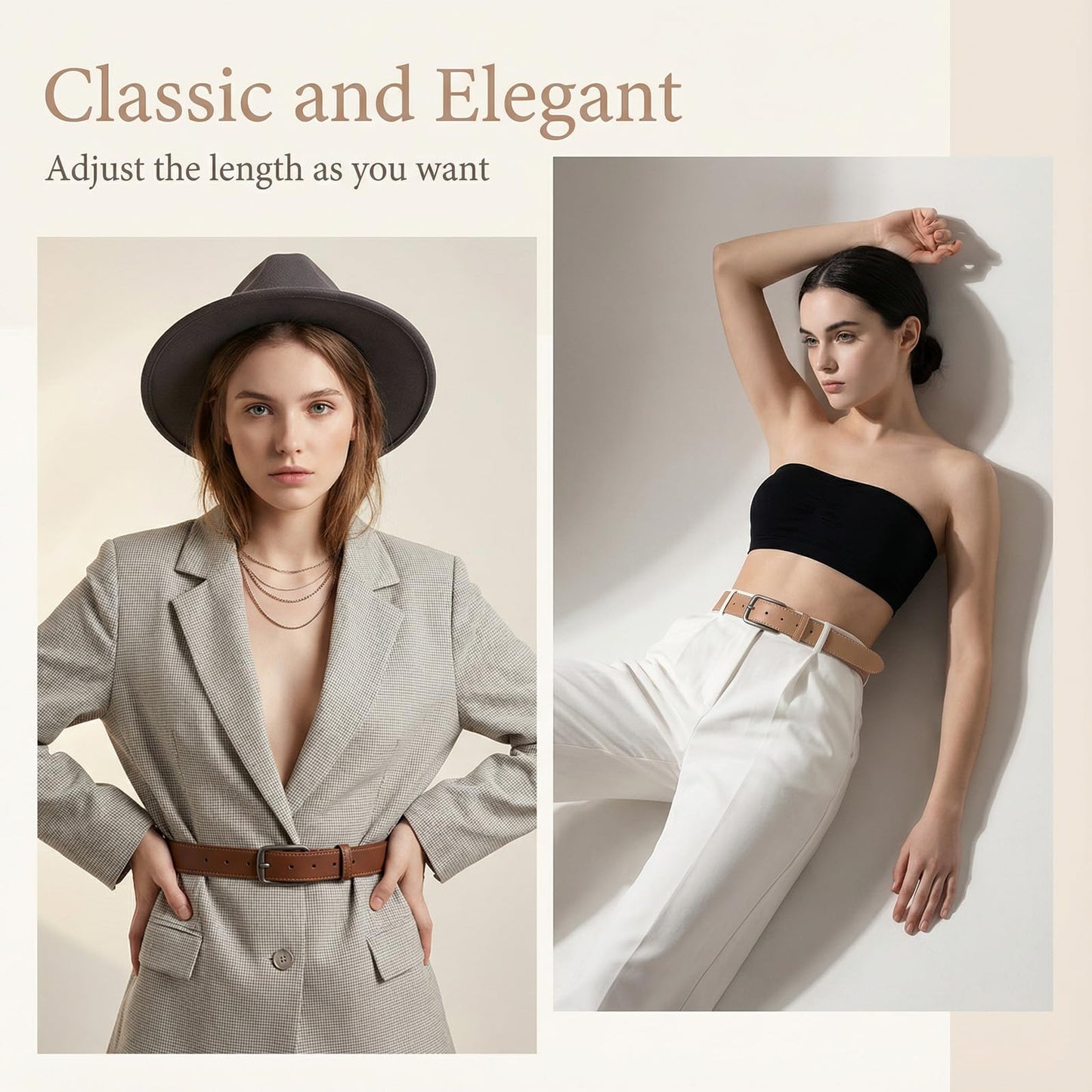 Douaowoc 5 Pack Women Leather Belts for Jeans Ladies Waist Belt Women's Belt with Pin Buckle with Slive Buckle for Pants Dress