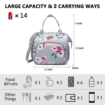 Lunch bags Insulated Lunch Box for Women Men,2 Carrying Way Large Tote Bag,Leakproof Reusable Cooler Backpack with Adjustable Shoulder Strap for Office Picnic Beach