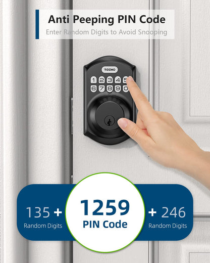 TEEHO TE001 Keyless Entry Door Lock with Keypad - Smart Deadbolt Lock for Front Door with 2 Keys - Auto Lock - Easy Installation - Satin Nickel