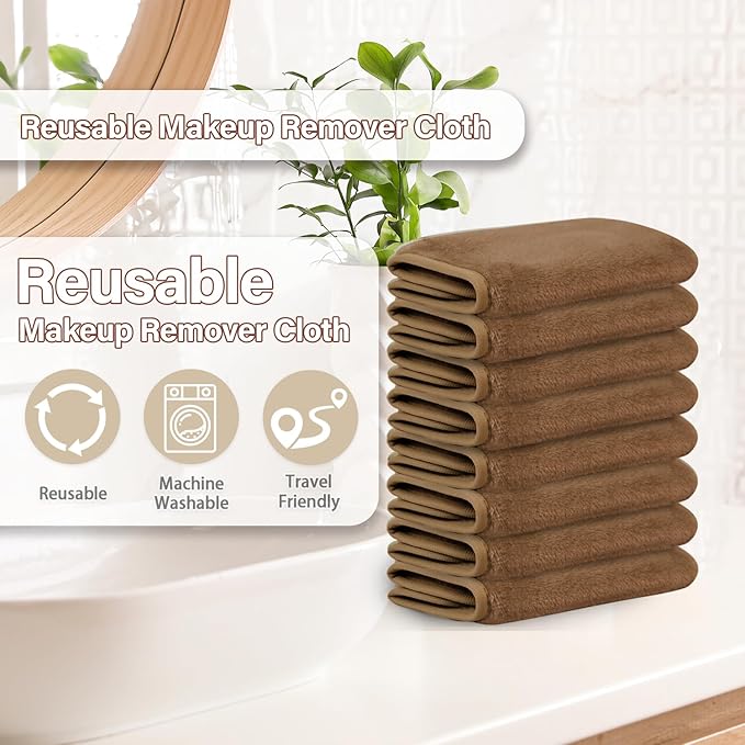 Nugilla Makeup Remover Cloths, 8 Packs Makeup Remover Towels Reusable Face Wash