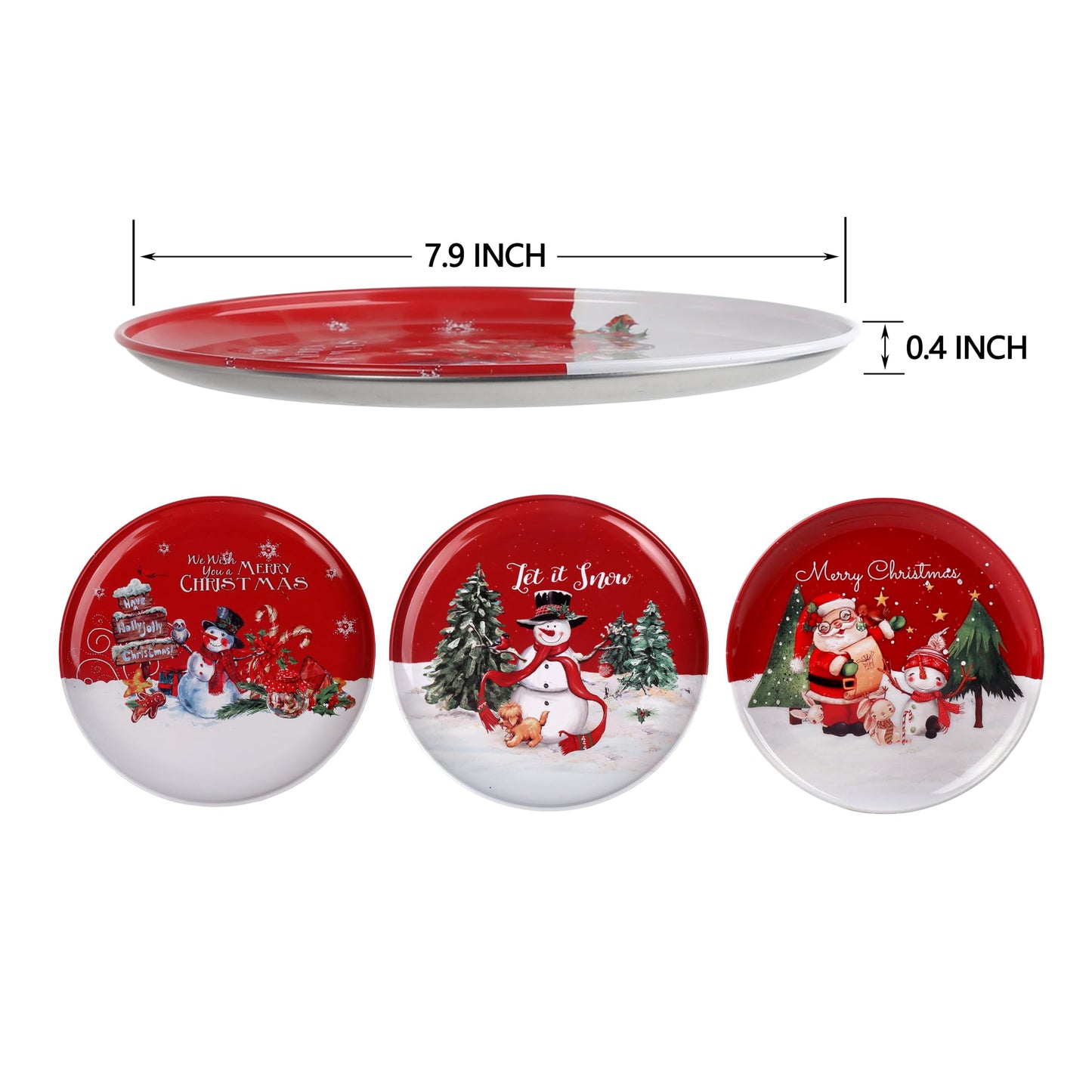 PHILPETY 3 Pcs Christmas Metal Serving Tray Christmas Plates for Cheese, Fruit, Cookies, Dessert - Xmas Snacks Dessert Party Decorations