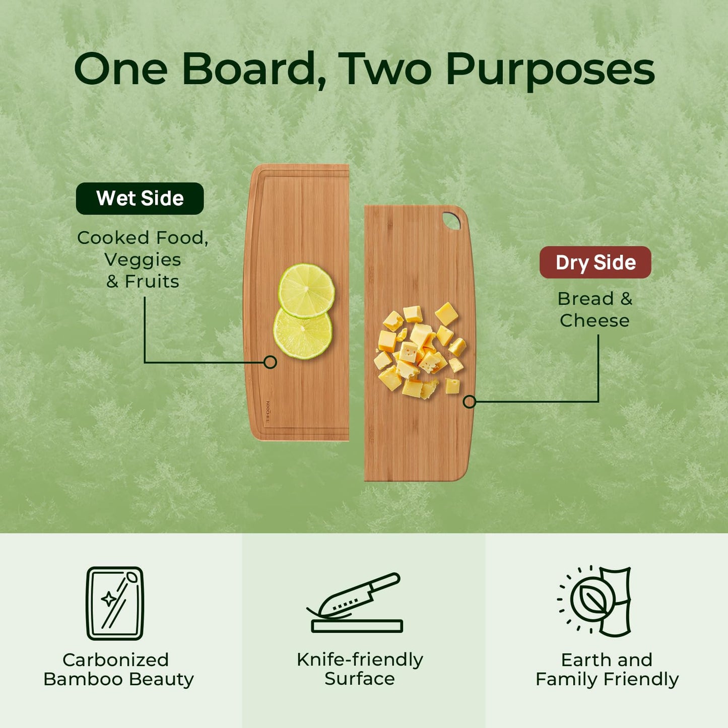 Dishwasher Safe Bamboo Cutting Boards Durable Lightweight Wood Cutting Board for Busy Kitchen, Easy Clean Wooden Chopping Boards with Juice Groove Set of 3 (L+M+S)