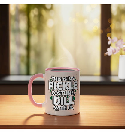 Halloween Pickle Costume - This Is My Pickle Costume DILL WI Ceramic Mug, Pink/White