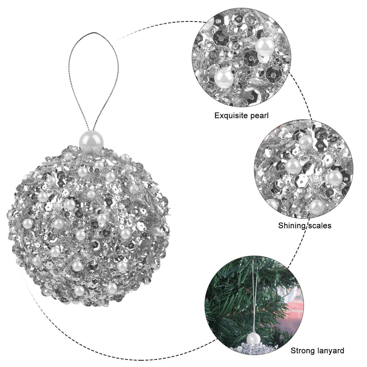 ZHANYIGY 4.25" Silver Shatterproof Christmas Ball Ornaments, 4pc Set for Xmas Trees and Holiday Decor