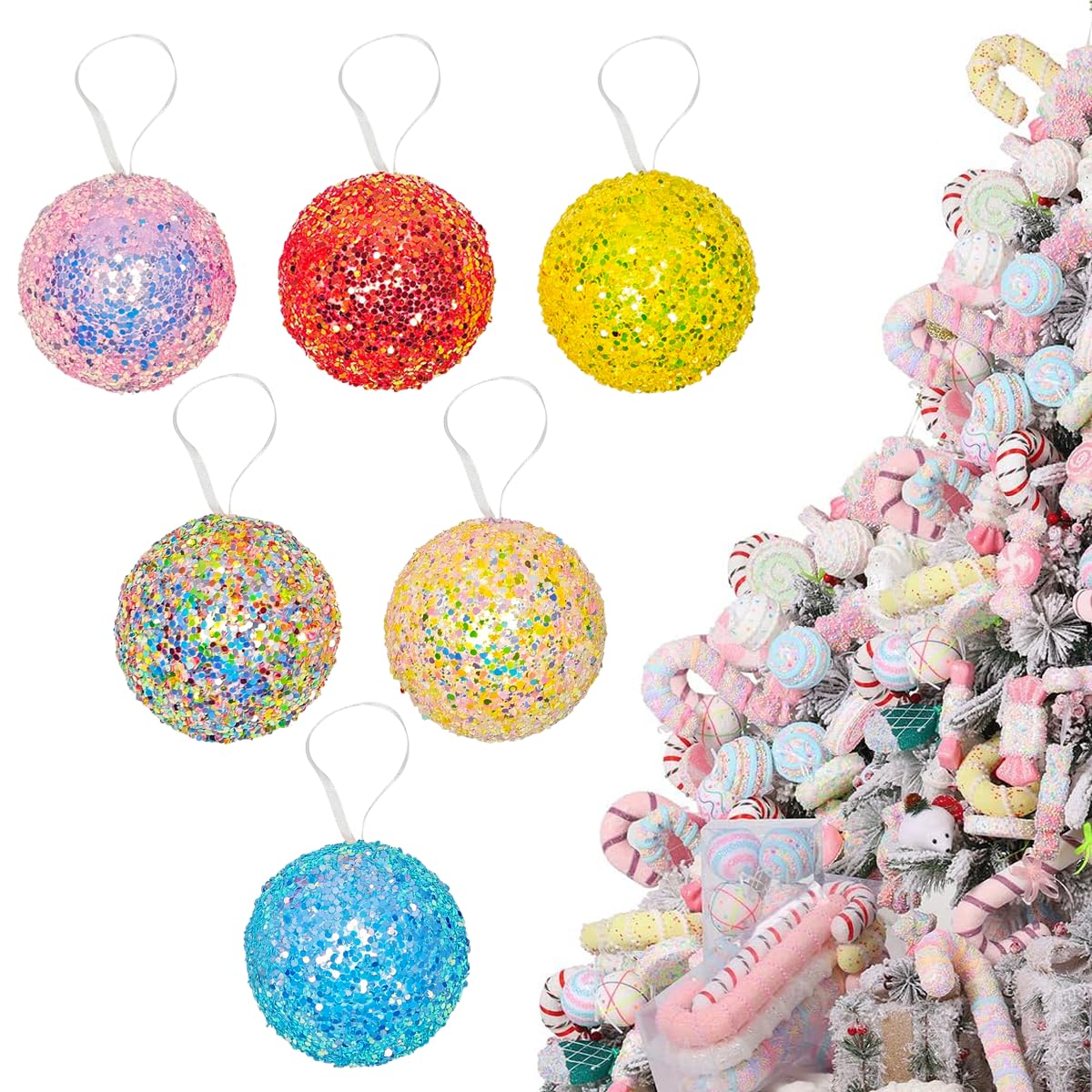 LANGXUN 6pcs Candy Land 2025 Xmas Birthday Party Wedding Suppiles Decoration, Hanging Candy Cane Christmas Tree Décor, Christmas Decorative Hanging Ornaments Crafts