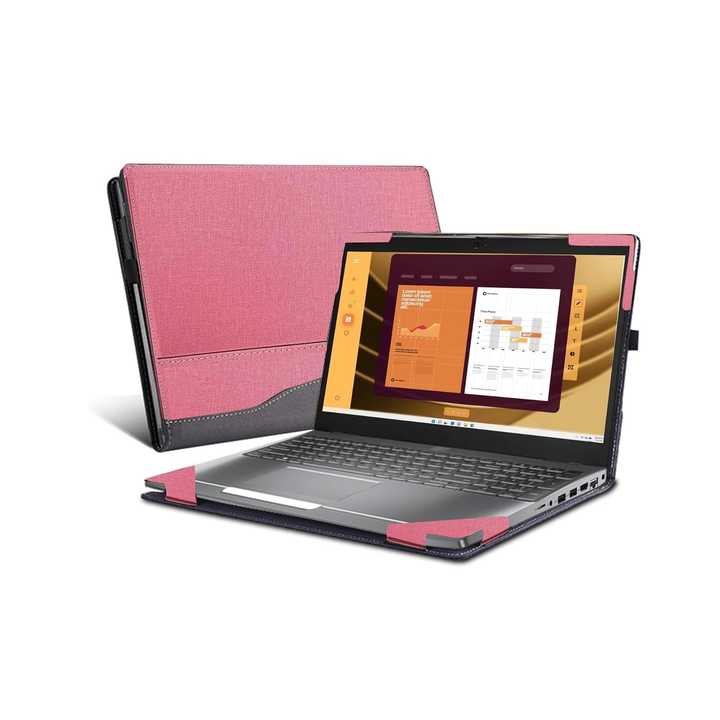 VEVOOD Laptop Case for DELL Latitude 5550 Laptop 2-in-1 |Latitude 5540 5530 5520 Laptop All Inclusive Drop Case 15.6" PU Leather Inside Pocket Cover (Pink)