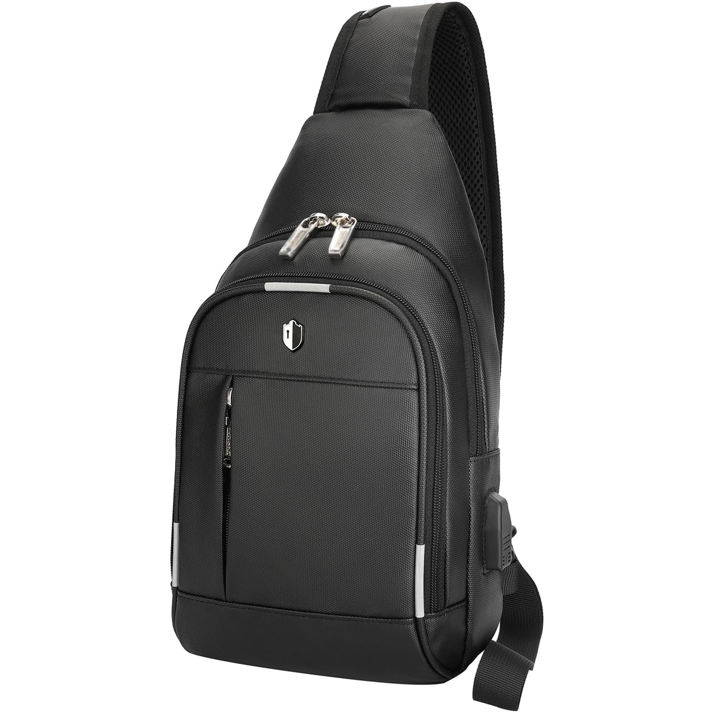 Crossbody Bag for Men, Sling Bag with USB Charging Port & Reflective Strips, Water-Resistant Shoulder Bag Fits Switch 2, Small Backpack Daypack for Travel, Hiking, Gym, Running, Daily Commute