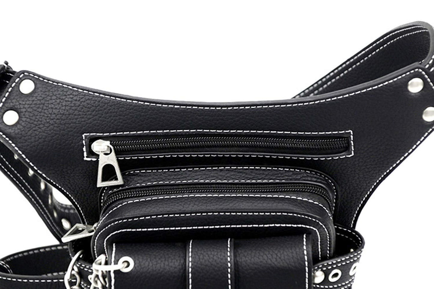 Steampunk Waist Bag Fanny Pack Fashion Gothic Leather Shoulder Crossbody Messenger Bags Thigh Leg Hip Holster Purse Travel Pouch Hiking Sport Chain Bags for Women Men