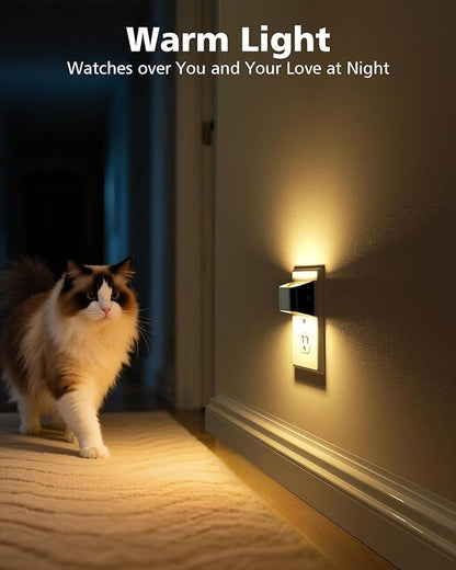 VOLISUN Night Lights Plug into Wall, 6 Pack Up and Down LED Night Light with Dusk to Dawn Light Sensor, 3000K Warm White Nightlight for Hallway, Bedroom, Bathroom, Kitchen Black