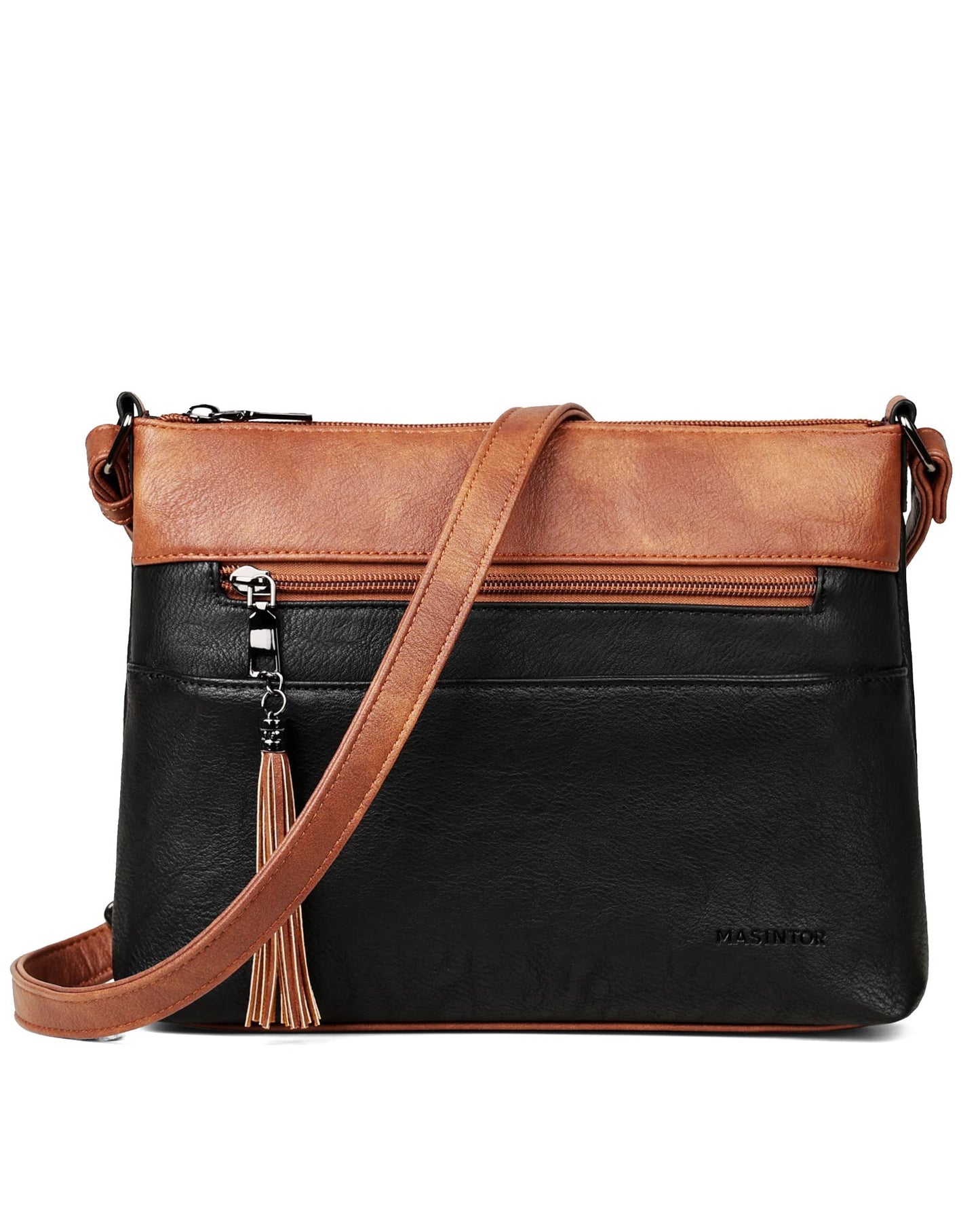 MASINTOR Crossbody Bags for Women, Lightweight Medium Crossbody Purse, Soft Leather Women's Shoulder Handbags with Tassel for Shopping or Travel