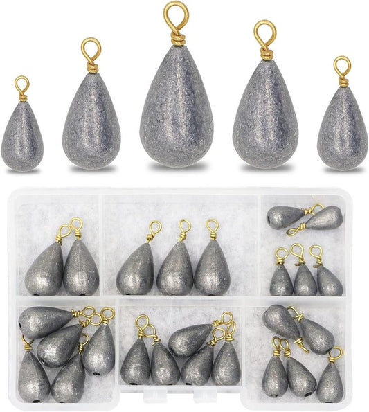 Fishing Weights Sinkers Kit - 25-Piece Assorted Bass & Catfish Weights for Saltwater & Freshwater Fishing