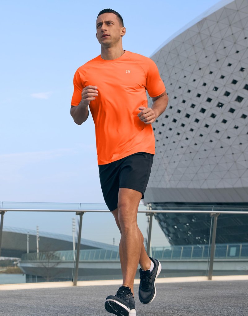 G Gradual Men's Athletic Workout T-Shirts Moisture Wicking Cooling Running Shirts Short Sleeve Performance Tee for Gym Tennis(Orange,3XL)