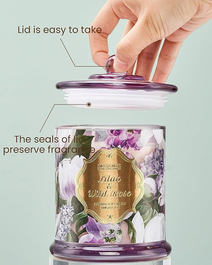 M&SENSE Lilac Rose Scented Candles, Natural Plant-Based Soy Candles Non Toxic, Relaxing Aromatherapy Candles for Bath Spa, 2 Wick 12.7oz Large Jar Candle 75 Hour Long Lasting Burn