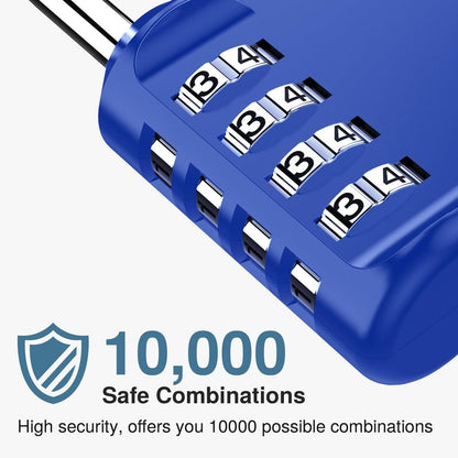 Puroma 4 Pack Combination Lock for Locker 4 Digit Outdoor Waterproof Padlock for School, Gym, Sports, Fence, Toolbox, Gate, Case, Outdoor, Hasp Storage, Cabinets (Blue)