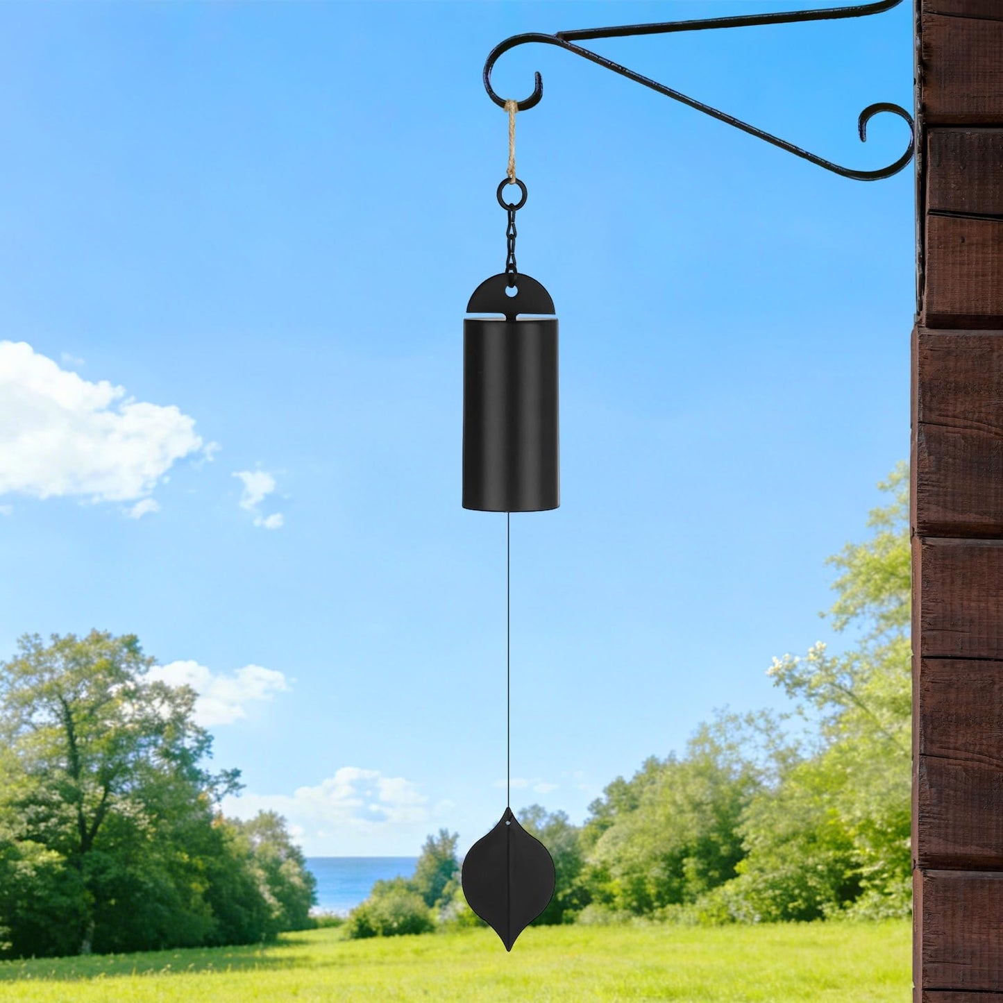 M METERXITY 1 Pack 19 Inch Wind Chimes for Outside, Deep Resonance Serenity Bell, Hanging Cylinder Metal Outdoor Wind Chimes Decor for Patio/Yard/Porch/Garden [Black]