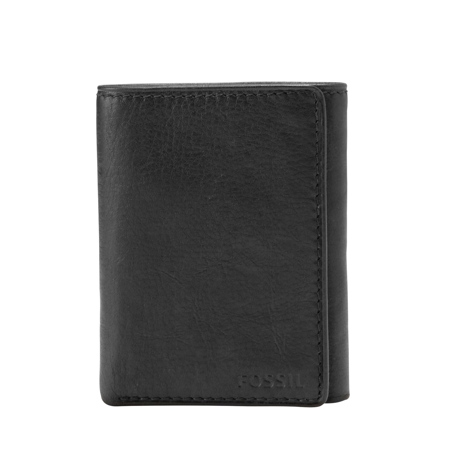 Fossil Men's Ingram Leather Trifold with ID Window Wallet, Leather Trifold Wallet for Men, Black