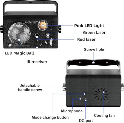 Square Party Lights, 4 Modes Sound Activated DJ Disco Light with Remote & Strobe, USB Powered Dance Stage Lights for Home Party, Birthday, Wedding, Karaoke, KTV, Bar, Club, Halloween Decor