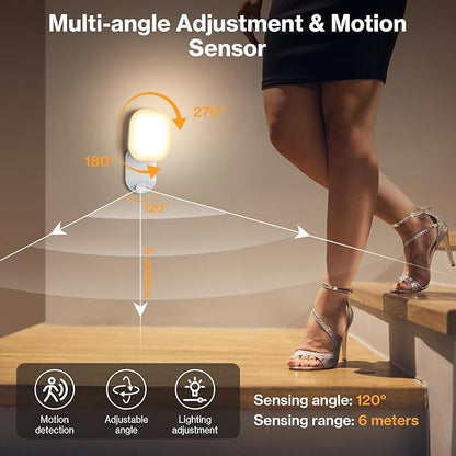 Rechargeable Motion Sensor Wall Light, Magnetic Wireless Closet Light with Remote, Adjustable Lighting & Swivels, Wall Sconce Battery Operated, Motion Sensor Light for Porch Hallway Garage Stairs