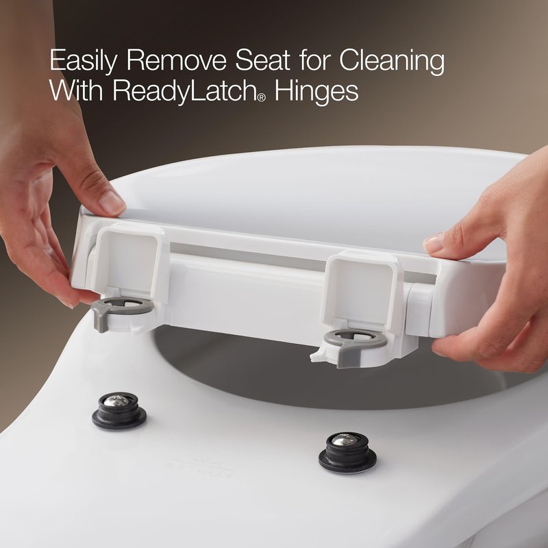 KOHLER 4636-RL-G9 Cachet ReadyLatch Elongated Toilet Seat Slow Close, Soft Close Toilet Seat Quiet Lid, Contoured Grip-Tight Bumpers Installation Hardware, Apartment Essentials, Sandbar