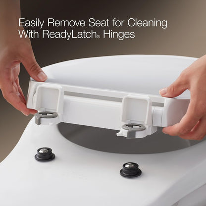 KOHLER 4636-RL-G9 Cachet ReadyLatch Elongated Toilet Seat Slow Close, Soft Close Toilet Seat Quiet Lid, Contoured Grip-Tight Bumpers Installation Hardware, Apartment Essentials, Sandbar