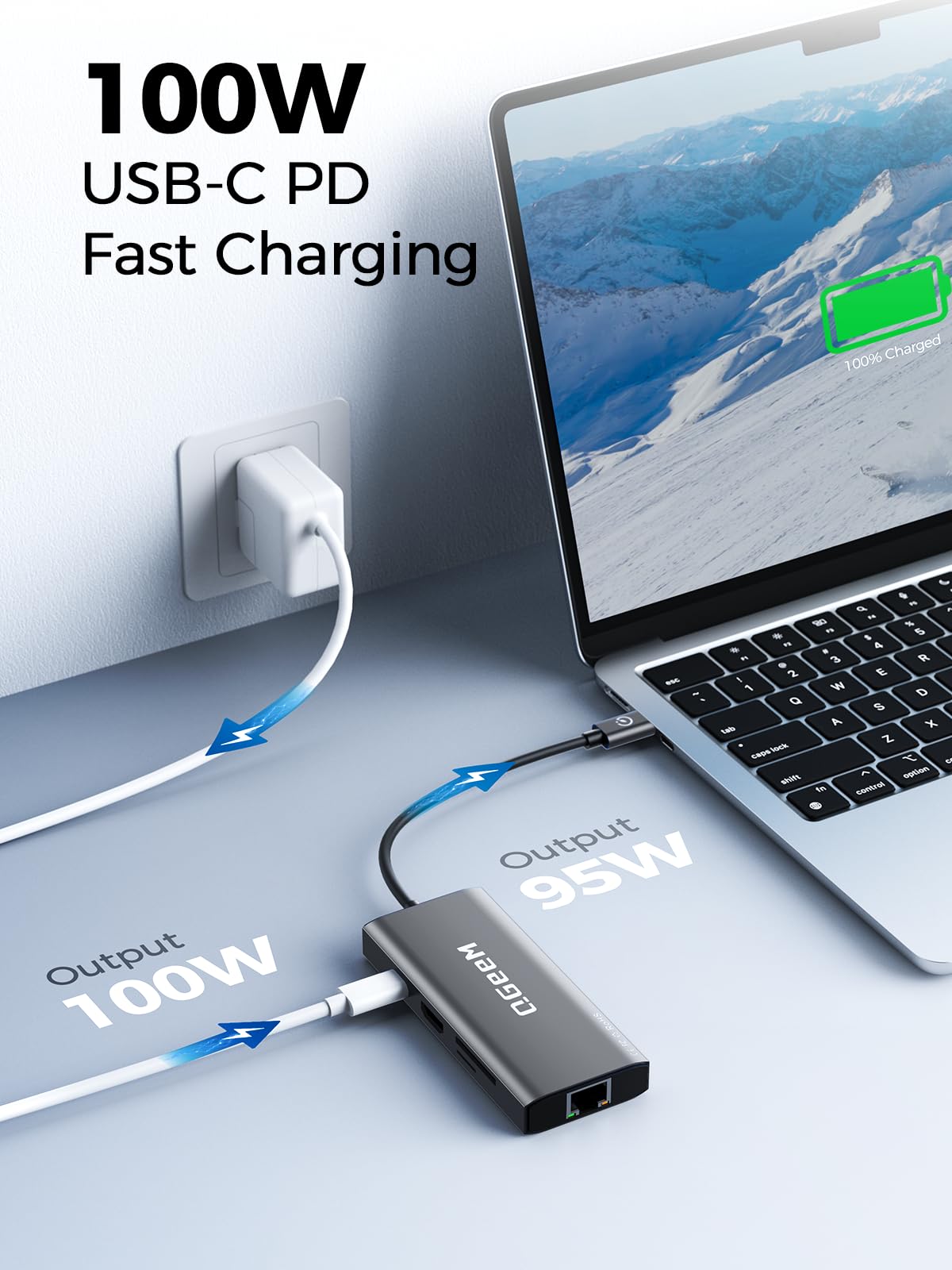 QGeeM USB C Hub Ethernet,9 in 1 USB Type C Hub HDMI Multi-Port Converter Adapter,100W Pd, USB 3.0,SD/TF Card Reader,Compatible for MacBook Pro Air Ipad HP Dell Lenovo Chromebook etc.