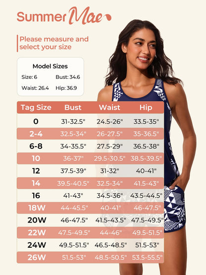 Summer Mae Plus Size Tankini Swimsuits for Women 2026 Tummy Control Two Piece Bathing Suits with Pockets Swim Shorts Coconut Tree on Sea Size 18 Plus