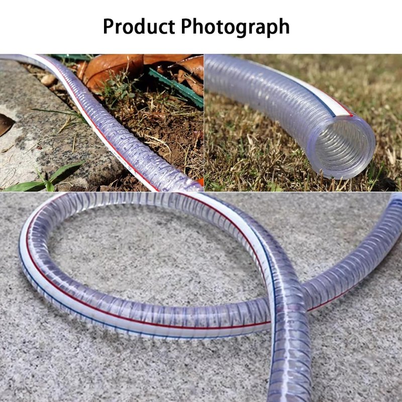 JoyTube 1-1/2"ID x 1-3/4"OD Steel Wire Suction Vinyl PVC Flexible Tubing, High Pressure Heavy Duty UV Chemical Resistant Clear Thick Suction Tube Hose, 6.6 FT
