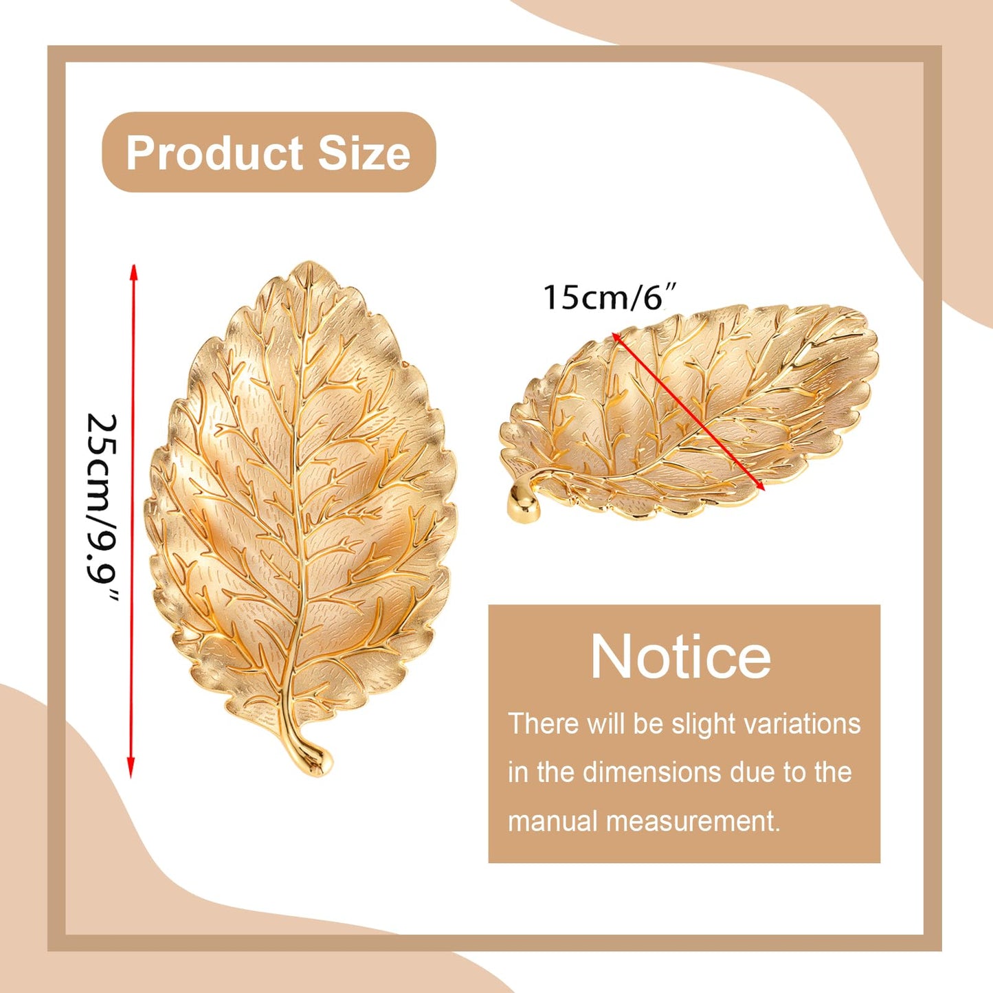 Hipiwe Gold Decorative Key Holder for Entryway Table Key Bowl Tray Leaf Shaped Jewelry Dish Catch All Bowls for Coffee Table Home Decor Christmas Birthday Wedding Gift, Large