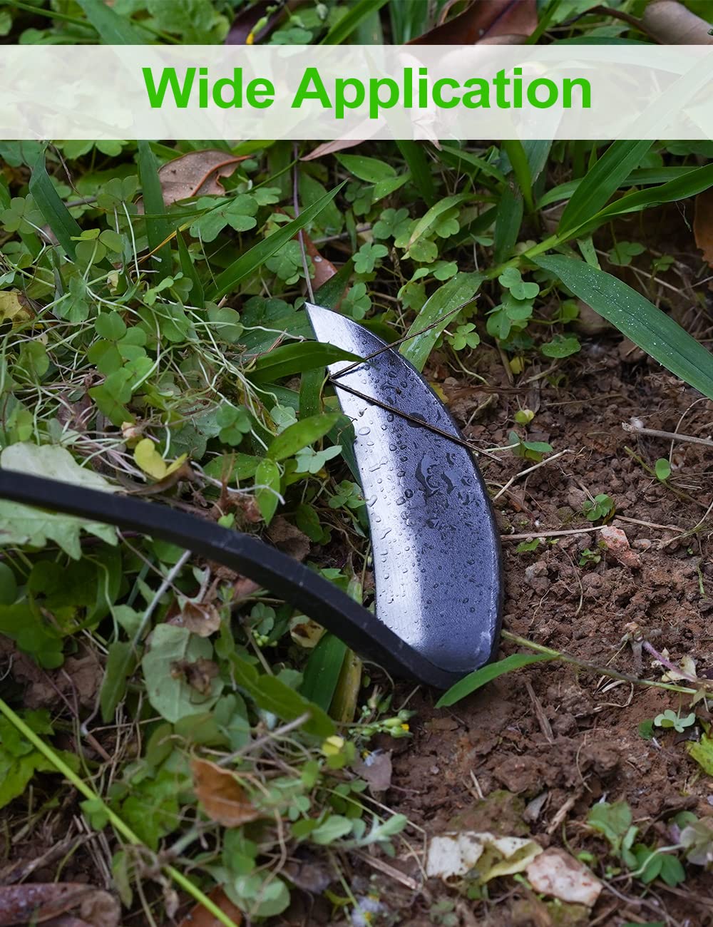 Japanese Weeding Sickle Hoe, 17" Gardening Hand Weeder Nejiri Kama Blade Tool Digging and Cutting Weed Remover, High-Carbon Steel One-Piece Molding with Hard Wood Handle, Very Sharp Edge Quick Work