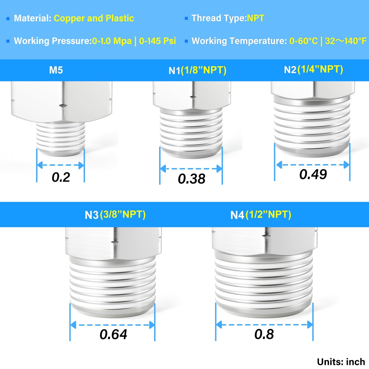 TAILONZ PNEUMATIC Elbow and Straight Combination 1/4 Inch Tube OD x 1/4 Inch NPT Thread Push to Connect Fittings PC-1/4-N2+PL-1/4-N2(Pack of 12)