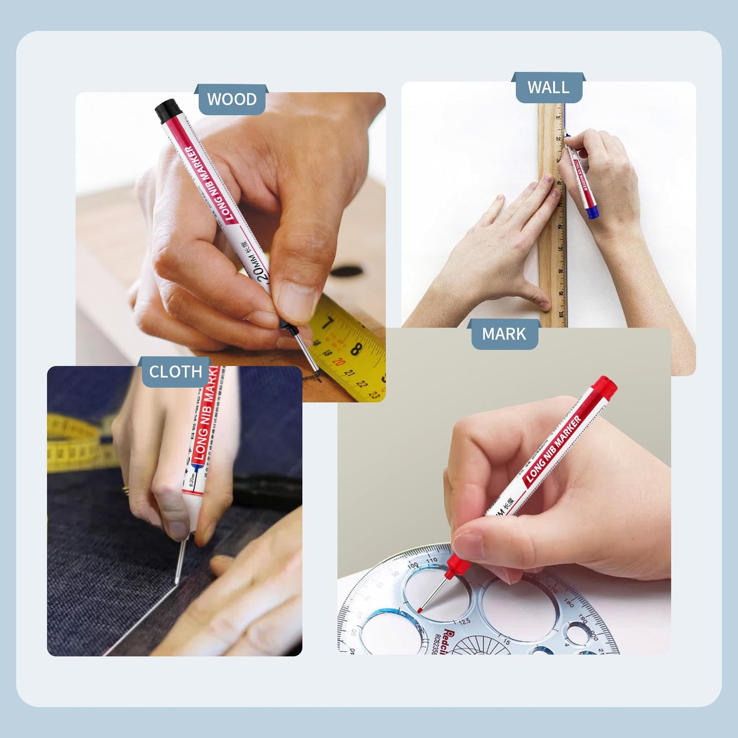 LYXMYGS 10 PCS Long Head Deep Hole Marker Pens,20mm Long Nib Marker, Longs Nose Markers, Waterproof Construction Markers Marking Tool,Permanent Markers Carpenter Ink marker Pens,Metal marking Pens