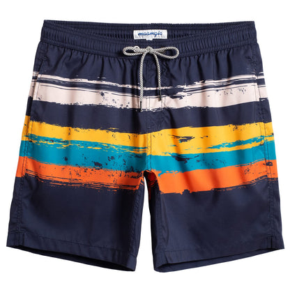 maamgic Mens Swim Trunks Quick Dry Swim Shorts with Mesh Lining Funny Swimwear Bathing Suits 7inch Leaves White Small