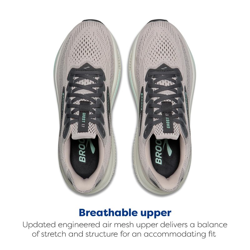 Brooks Women’s Ghost 17 Neutral Running Shoe - Mauve/Yucca/Bluewash - 9 Medium