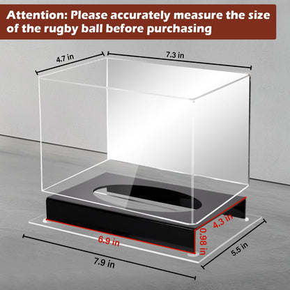 AZM Displays Mini Football Display Case – Clear Acrylic Box with Black Base & Mirror Back | No Assembly Required | Protective Showcase for Autographed & Collectible Mini Footballs