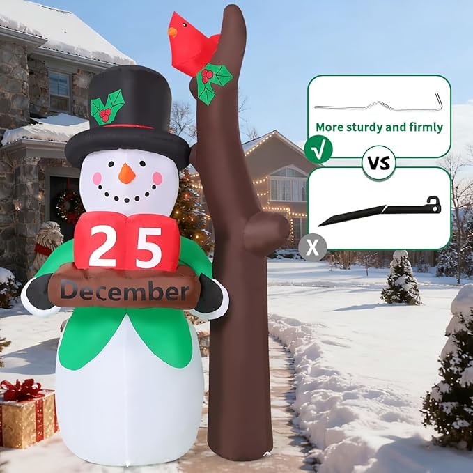COMIN 6.8 FT Christmas Inflatables Outdoor Decorations Inflatable Snowman Hold Calendar Box Blowups with Built-in LEDs for Yard Party Lawn Decor