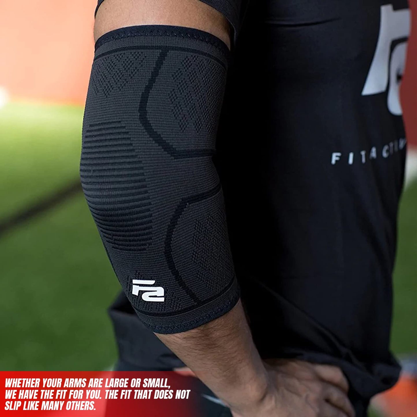 Fit Active Sports Elbow Arm Brace Compression Sleeve For Weight Lifting, Gym Workout, Golf, Tennis, Support for Men and Women (XS)