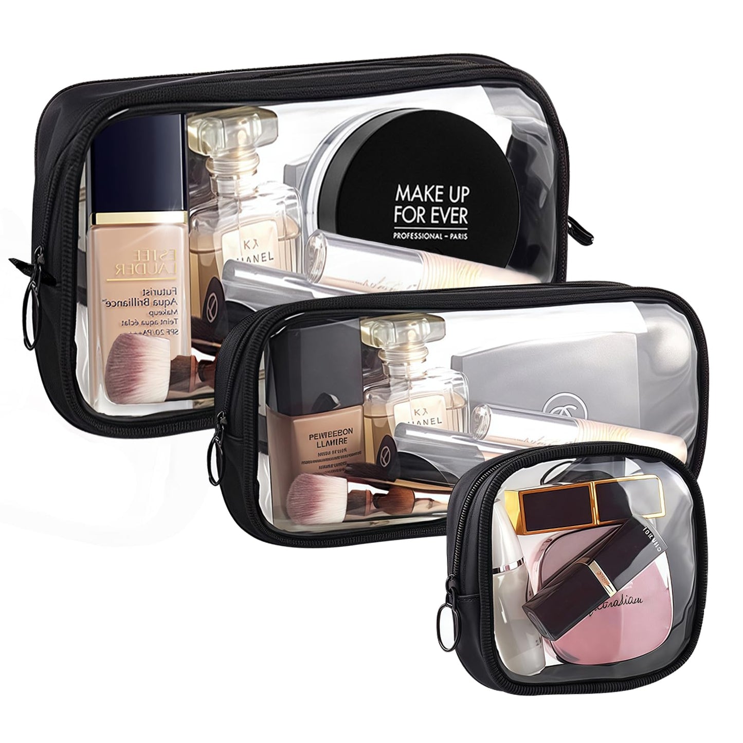 Cozomga Clear Makeup Bags with Zipper, TSA Approved Travel Toiletry Bag,Clear Cosmetic Bag, Waterproof Make Up Bag for Women